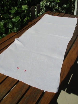 Torchon chanvre tissé main ancien XIXe Sud Ouest de la France 1,0m x  0,47 m - Photo 1/3