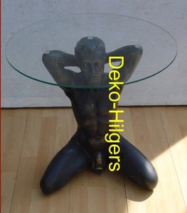 Tisch Mann Akt Glas Couchtisch Beistelltisch Dekoration Skulptur Erotik SGG NEU - Picture 1 of 2