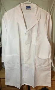 Crest Basic White 42" Lab Coat Style 124 Button Front 3 Pockets Size XL - Picture 1 of 17