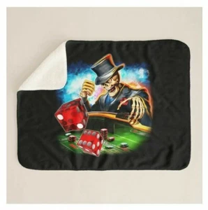 Death Dealer Malvado Casino Juego Cartas Jugador Negro Sherpa Manta de Lanza - Imagen 1 de 5