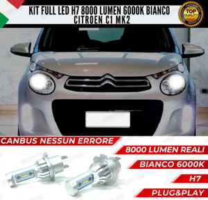 KIT FULL LED CITROEN C1 MK2 II H7 ANABBAGLIANTI 6000K BIANCO 8000 LUMEN CANBUS - Imagen 1 de 11