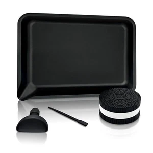 Rolling Tray Set-Portable 4 Piece Kit, Bright Black Rolling Tray Set with Acc... - Picture 1 of 4