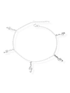 925 Silber Fußkette Notenschlüssel Charm Damen Fußband Fußkettchen Fk49 - Picture 1 of 3