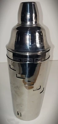 Vintage Modernist Mixology Cocktail Shaker w/ Etched Mixing Guide MARTINI SHAKER - Image 1 of 4