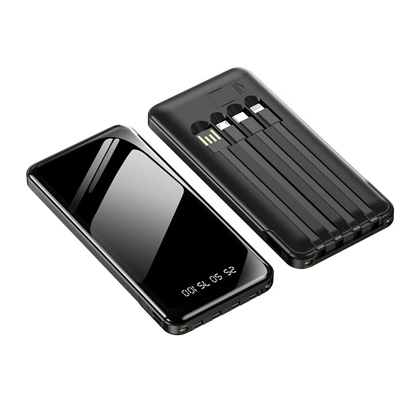 Portable Power Bank 20000mAh Fast Charging Battery with 4 Built in Cables Black  - Image 1 of 4
