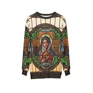 Felpa uomo/unisex USA - Vergine Madre Maria vetro colorato Gesù Cristo - Foto 1 di 19