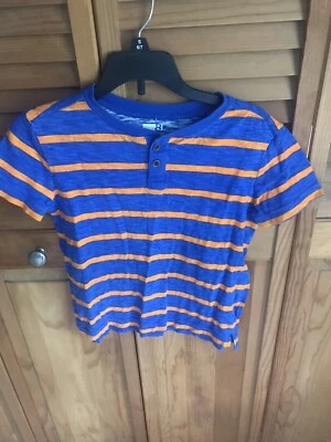 Camisa de manga corta Crazy 8 Boys Youth azul/naranja a rayas talla 5/6 Foto 1 de 2