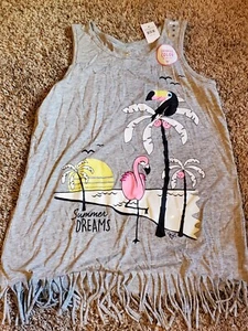 Justice Flamingo Toucan Summer Fringe Tank Top Color Changing Shirt Size 12 NWT - Picture 1 of 3