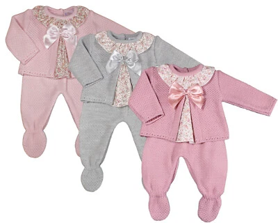 BEE BO Baby Girl Knitted Set Outfit BOW Floral Winter Leggings Top MC602