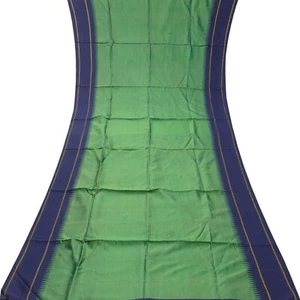 Vintage Green 100% Pure Silk Handwoven Sari Remnant 5YD Craft Fabric Silk Scrap - Picture 1 of 4