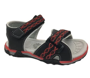 Boys Youth Shoes Grosby Nash Black/Red Surf Sandals Easy Clean Adjustable - Picture 1 of 6