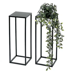 2X Supporto Per Piante In Metallo Nero 50 Cm Tavolino 96315 S - Bild 1 von 7