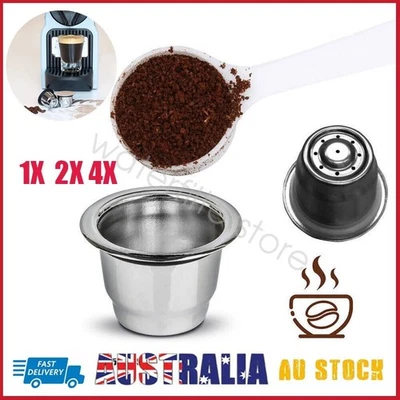 4X Stainless Steel Refillable Reusable Coffee Capsule Pods Filter for Nespresso - image 1 of 4