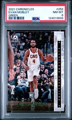 2021 PANINI CHRONICLES GREEN #252 EVAN MOBLEY ROOKIE RC PSA 8 - Image 1 of 2