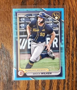 238/499 SP 2024 Bowman Draft #BD-117 Brock Wilken Sky Blue Milwaukee Brewers  - Bild 1 von 2
