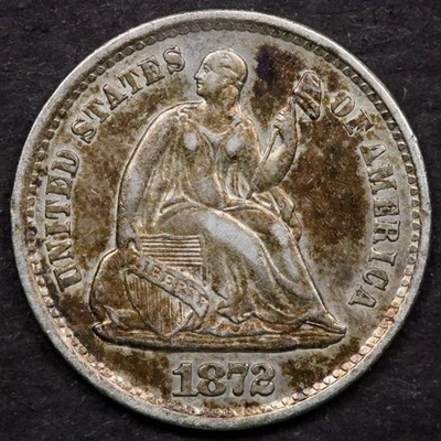 1872-S Mintmark Above Bow Seated Liberty Half Dime - AU Details - Image 1 of 2