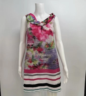 Vestido Clase ROBERTO CAVALLI Mini Floral Sin Mangas EE. UU. 8 Botones Bolsillos Rayas Foto 1 de 4