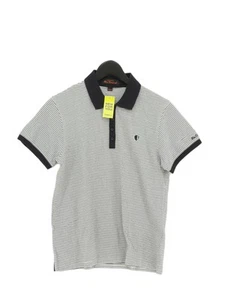 Ben Sherman Men's Polo M White Striped 100% Cotton Basic - Picture 1 of 6