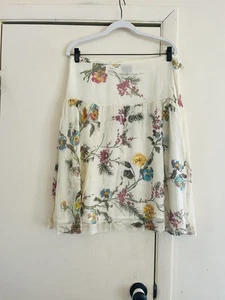 Boston Proper 100% Silk Crinkle Cottagecore Coastal Vineyard Drop Waist Skirt 12 - Picture 1 of 12