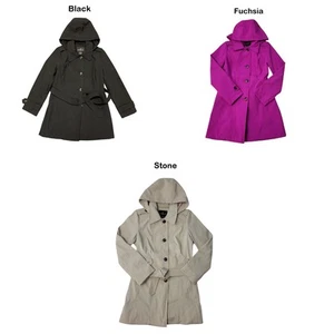 London Fog Women's Single Breasted Waist Belt Hooded Trench Coat, 7723770SC - Picture 1 of 6