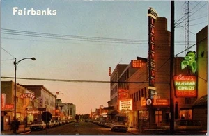 Vintage 1960s FAIRBANKS, Alaska Postcard SECOND AVENUE Downtown Street Scene - Picture 1 of 2