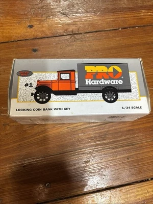 VINTAGE~~1993 ERTL 1931 Hawkeye Pro Hardware Truck COIN Bank w/ Key - Image 1 of 4