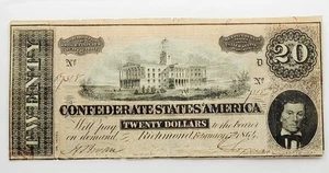 1864 $20 The Confederate States of America, Richmond, VA  No. 67318 - Picture 1 of 8