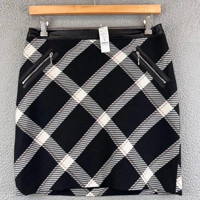 Nueva Falda a Cuadros Casa Blanca Mercado Negro para Mujer con Borde de Cuero Talla 10 Carrera Foto 1 de 4