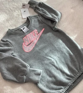 NIKE Girl's Youth 5 Logo Sweatshirt -Heather Grey~NWT - Picture 1 of 8