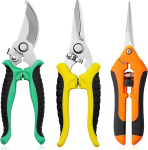 Garden Pruning Shears 3 Pack Gardening Shears Garden Scissors Stainless Steel Ga - Picture 1 of 12