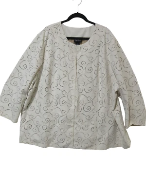 Sz 4X Maggie Barnes Beige Eyelet Lined LIGHTWEIGHT Cardigan Top Boho GORGEOUS! - Image 1 of 4