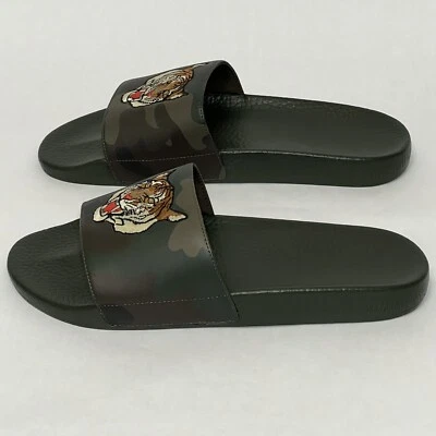 Sandalias de playa Polo Ralph Lauren verde oliva camufladas cabeza de tigre deslizables para hombre talla 14 Foto 1 de 4