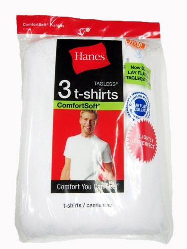 6 T-shirt Hanes Uomo Bianche, Girocollo, Taglia A Scelta – Modello Tagless 2135