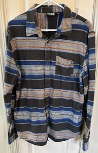 Vans Mens XL Striped Full Button Long Sleeve Flannel Shirt  - Picture 1 of 5