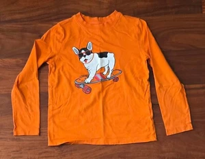 Lands End Orange Long Sleeve T-Shirt Dog on Skateboard Size M - Picture 1 of 1