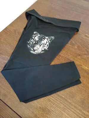Victoria's Secrets Foldover Tiger Bling PINK Leggings Size M Blk RARE Soft, Long - Image 1 of 4