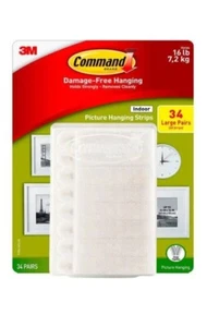 3M Command Indoor Picture Hanging Strips 34 Large Pairs, 68 Total Strips - Picture 1 of 6