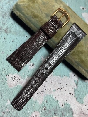 Old 1950s NOS single keeper matte finish Genuine Lizard 20mm vintage watch band - Image 1 of 4