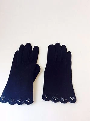 Guantes de mujer vintage de lentejuelas negras, guante negro con cuentas, a medida Foto 1 de 4