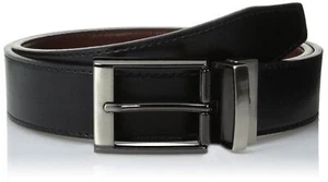 Docker's Men's 1.38 Inch Cut Edge Reversible Belt Black Brown - Picture 1 of 4