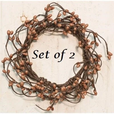 NUEVO Anillos de velas de bayas de granja TEASTAIN BRONCEADO 2 PIEZAS primitivo rústico 3,5" Foto 1 de 2