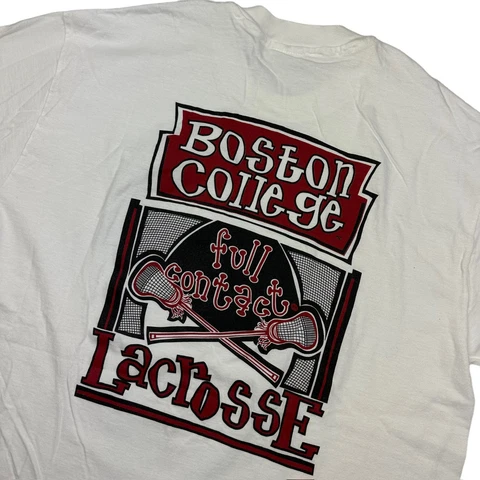 VTG Boston College Men’s Lacrosse Single Stitch Cotton T-Shirt S/S White • XL Cover