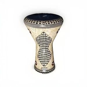 Darbuka Percussion, Aluminum Cast, inlaid Mother of Pearl, 17" highest. - Picture 1 of 4