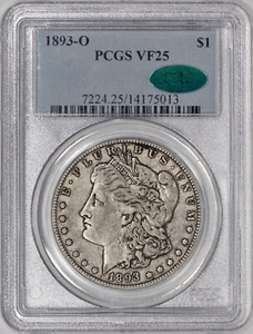 1893-O Morgan Silver Dollar $1 PCGS VF25 CAC - 100% Original! - Picture 1 of 3