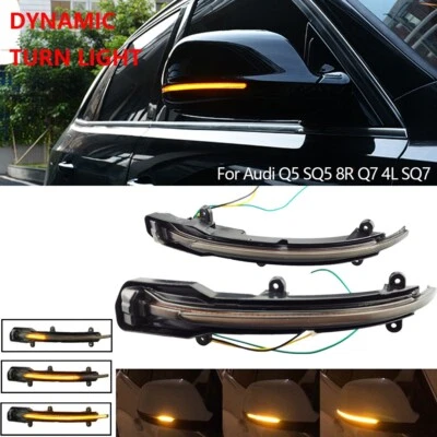 Luz de espejo lateral con señal de giro LED ahumada de 2 piezas para AUDI 2008-2017 Q5 SQ5 Q7  Foto 1 de 4