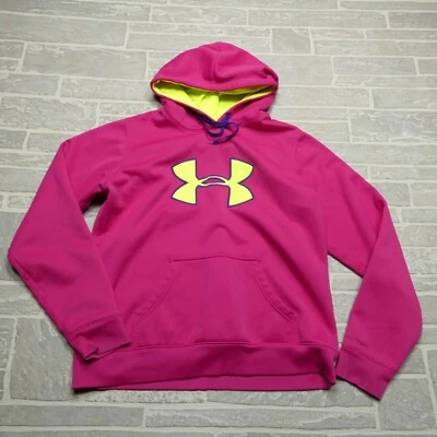 Suéter Under Armour Mujer Grande Cold Gear Storm Rosa Caliente Amarillo Neón Sudadera con Capucha Foto 1 de 4