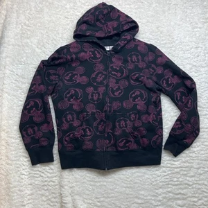 Disney Black Red Mickey Mouses full Zip Jacket Hooded Youth Size M Goth Dark - Picture 1 of 18