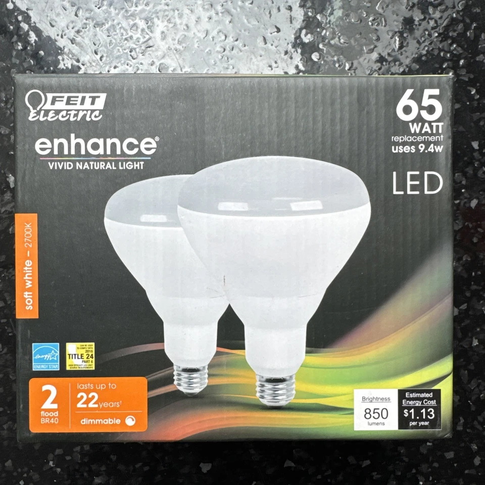 Feit Electric Br40dm/927Ca/2 Led,9.4 W,Br40,Medium Screw (E26),Pk2 - Image 1 of 1