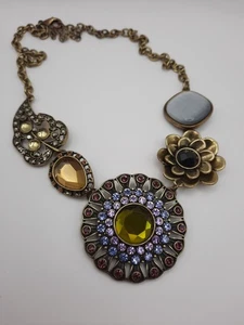 Park Lane Necklace Antique Brass With Rhinestones - Picture 1 of 3