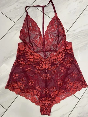 Intimately Free People Bodysuit pink /orange Sheer Lace Romantic Boho Size S - Image 1 of 4